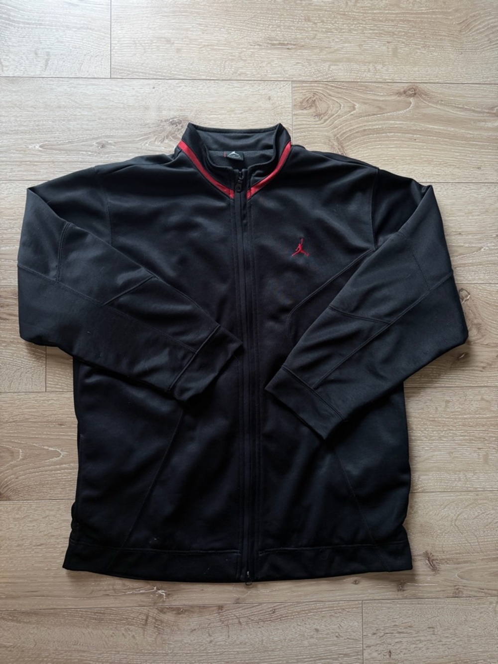 Vintage Jordan Black Full-Zip Performance Jacket with Red Accents